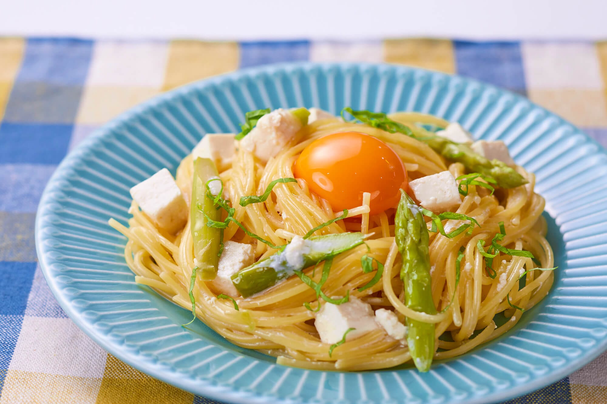 豆腐とアスパラの濃厚クリームパスタ